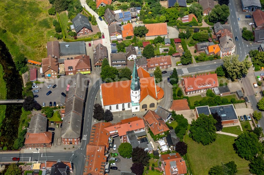 Albersloh from above - Church building St.Ludgerus in Albersloh in the state North Rhine-Westphalia, Germany