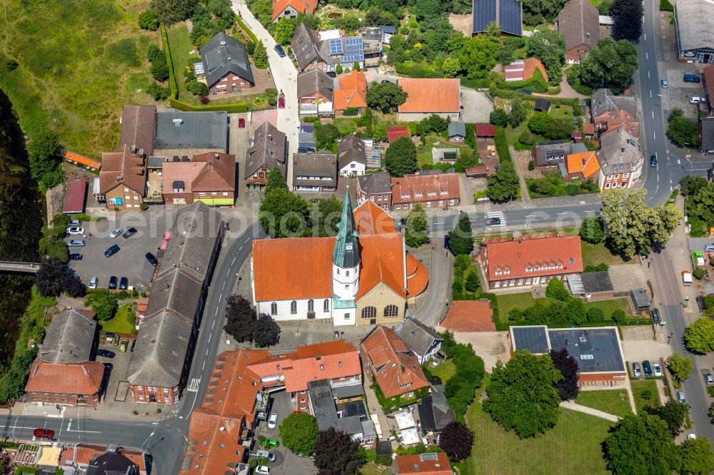 Albersloh from the bird's eye view: Church building St.Ludgerus in Albersloh in the state North Rhine-Westphalia, Germany