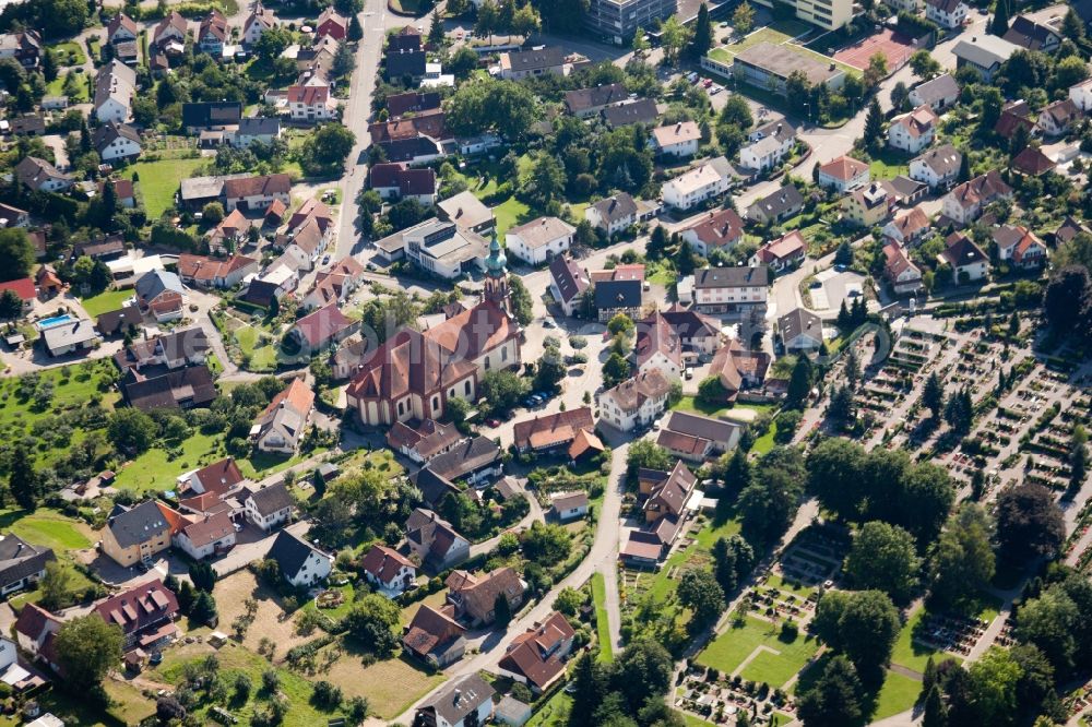 Bühl from the bird's eye view: Church building in the village of in Buehl in the state Baden-Wuerttemberg