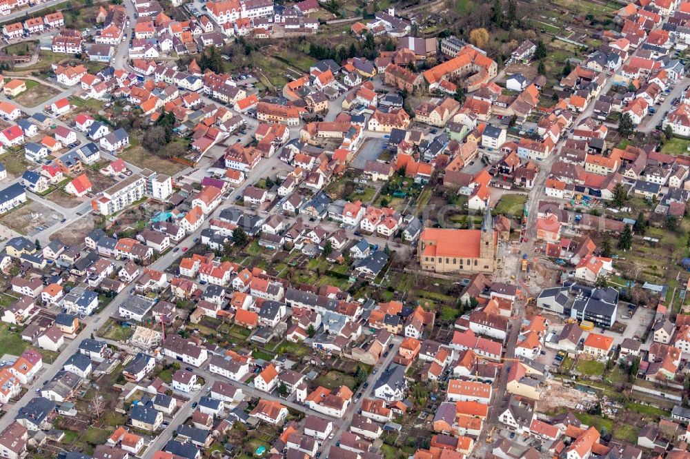 Aerial image Rauenberg - Church building St.Peter and Paul in Rauenberg in the state Baden-Wurttemberg, Germany