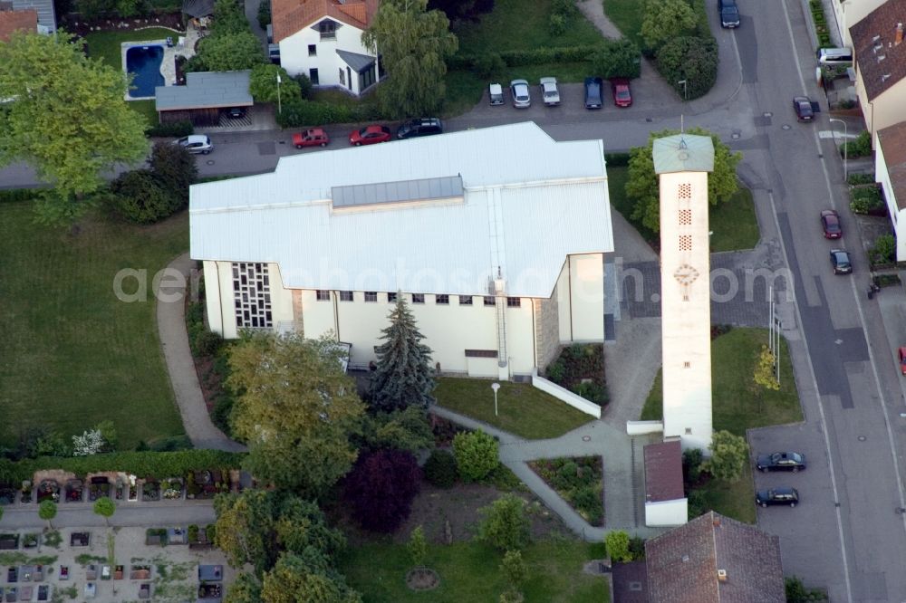 Kandel from the bird's eye view: Church building St.Pius in the village of in Kandel in the state Rhineland-Palatinate