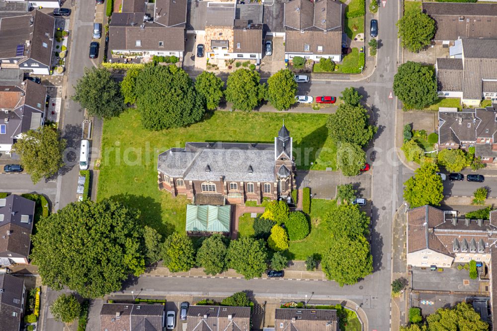 Selbeck from above - Church building St. Theresia von Avila on Karl-Forst-Strasse in Selbeck in the state North Rhine-Westphalia, Germany