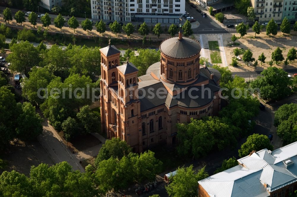 Aerial image Berlin - Church building St.-Thomas-Kirche Mariannenplatz in Berlin in Germany