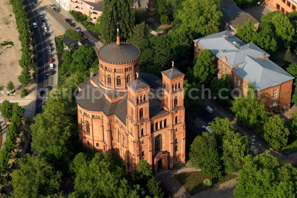 Berlin from above - Church building St.-Thomas-Kirche Mariannenplatz in Berlin in Germany