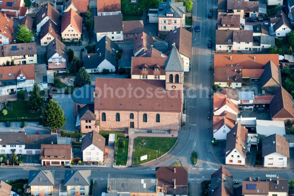 Ötigheim from the bird's eye view: Church building in Oetigheim in the state Baden-Wuerttemberg, Germany