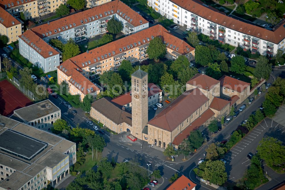 Würzburg from the bird's eye view: Church building Unsere Liebe Frau on street Zu-Rhein-Strasse in the district Frauenland in Wuerzburg in the state Bavaria, Germany