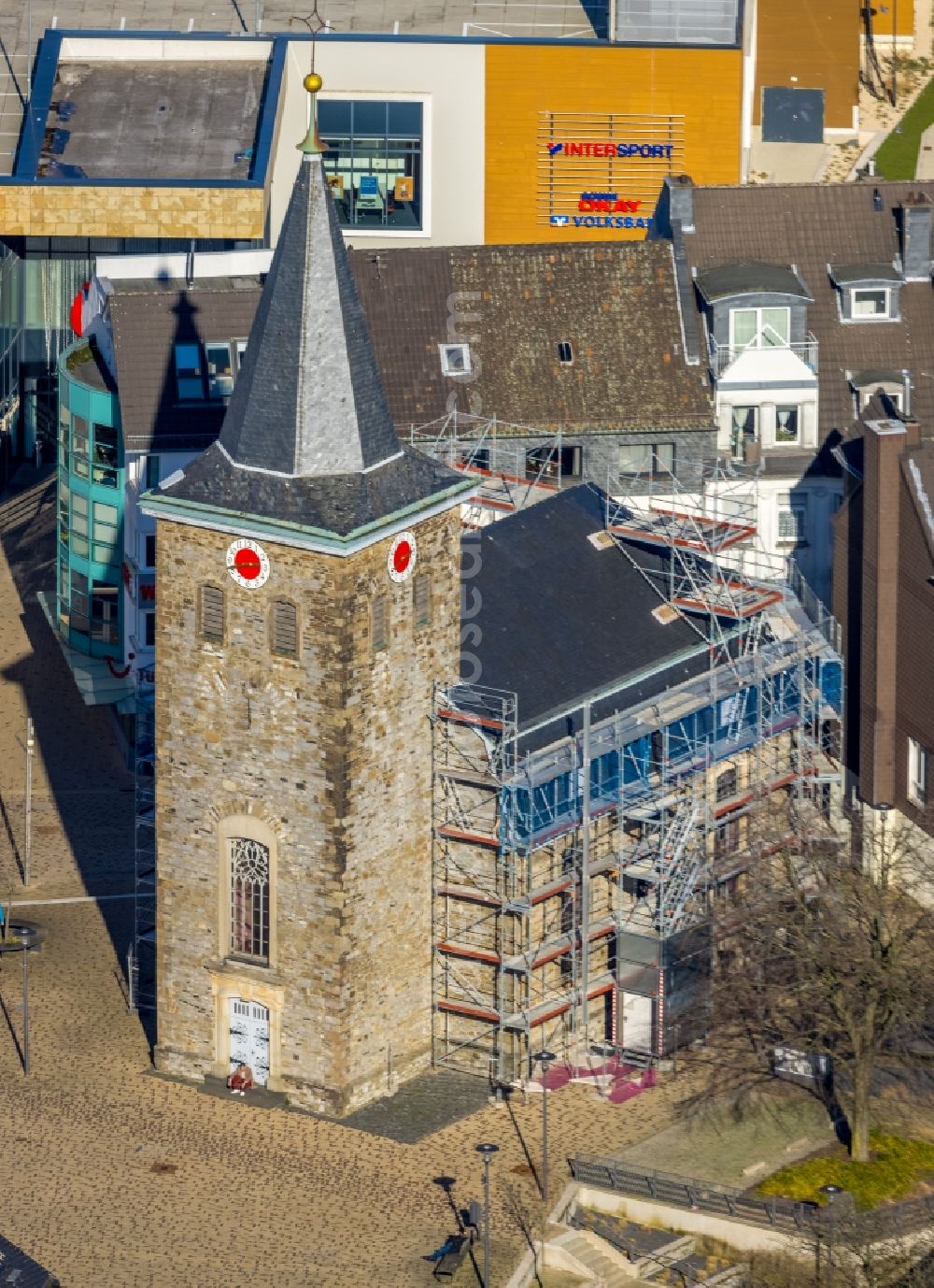 Aerial photograph Velbert - Churches building in Velbert in the state North Rhine-Westphalia, Germany