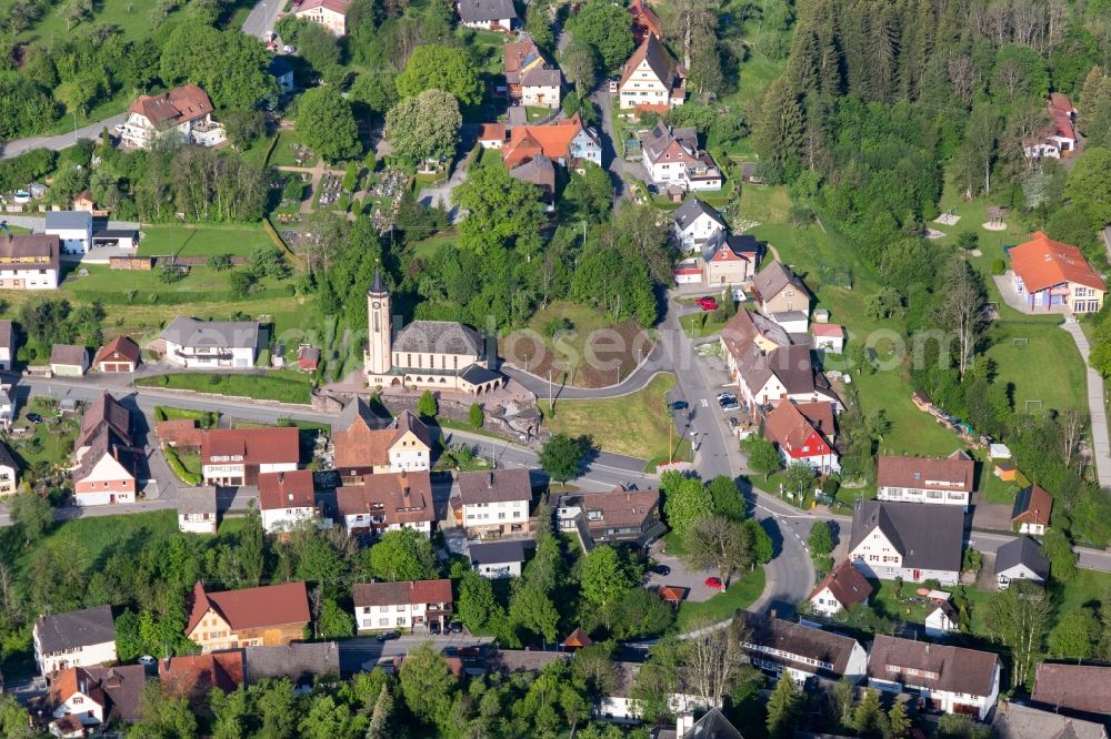 Betzweiler from the bird's eye view: Church building in the village of in Betzweiler in the state Baden-Wurttemberg, Germany