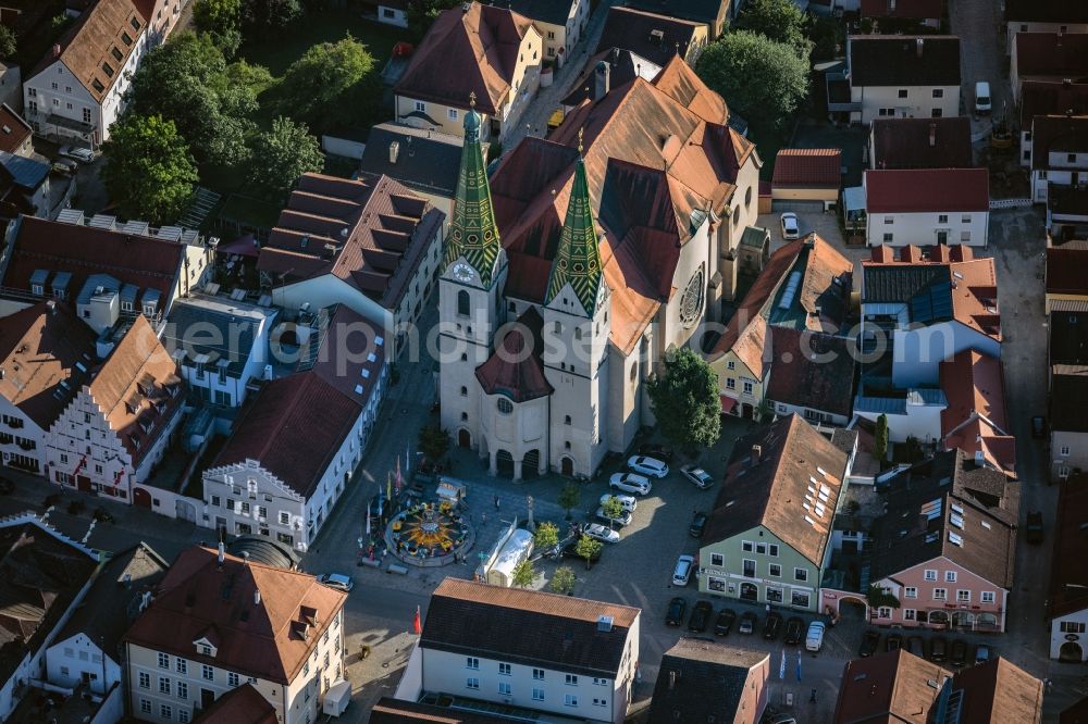 Aerial photograph Beilngries - Church building in St. Walburga Old Town- center of downtown in Beilngries in the state Bavaria, Germany