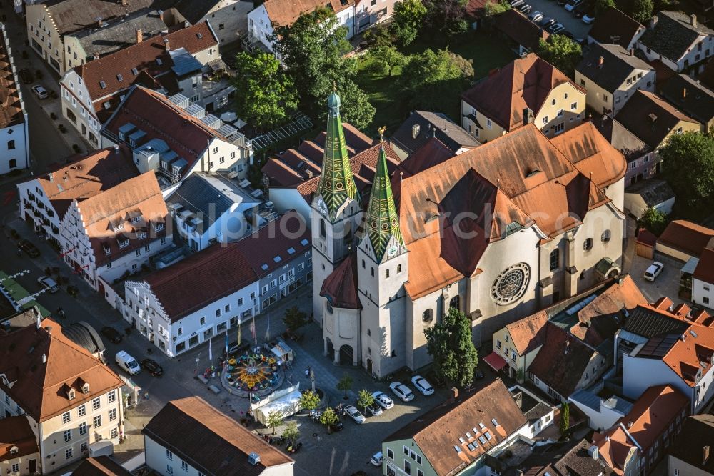 Beilngries from the bird's eye view: Church building in St. Walburga Old Town- center of downtown in Beilngries in the state Bavaria, Germany