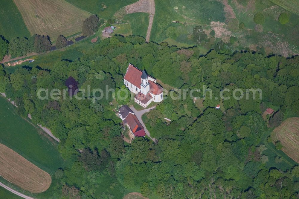 Jettingen-Scheppach from the bird's eye view: Church building Walfahrtskirche in Jettingen-Scheppach in the state Bavaria, Germany