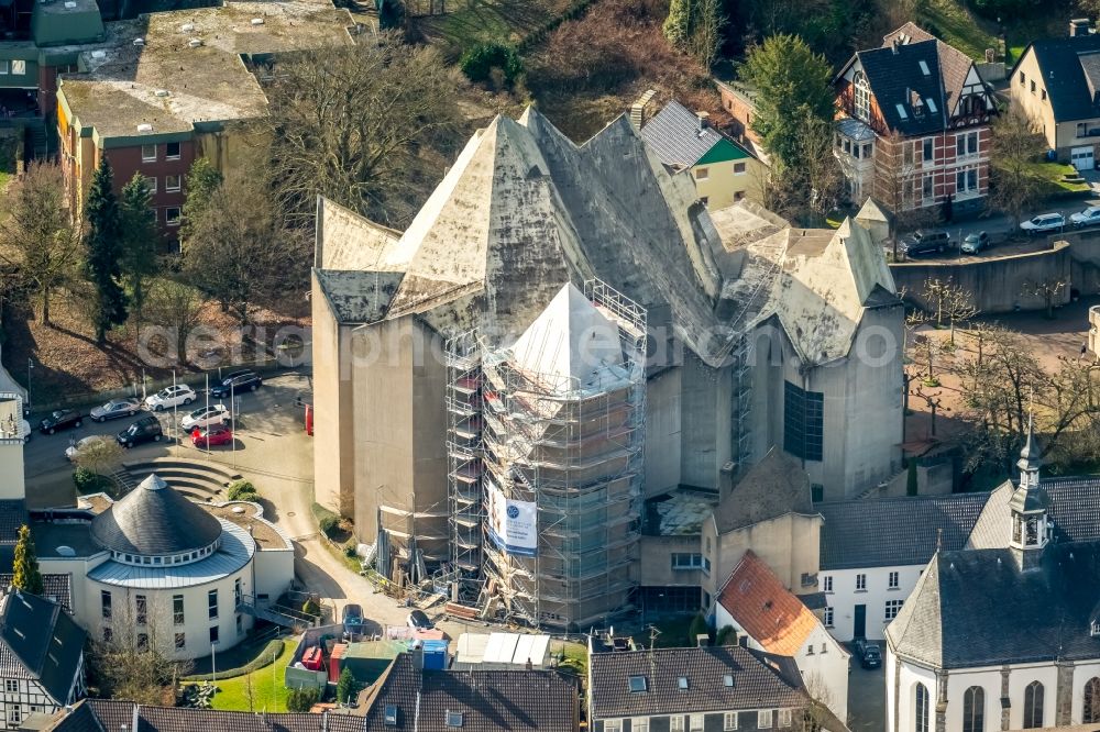 Velbert from the bird's eye view: Church building Wallfahrt Neviges on Elberfelder Strasse in the district Neviges in Velbert in the state North Rhine-Westphalia