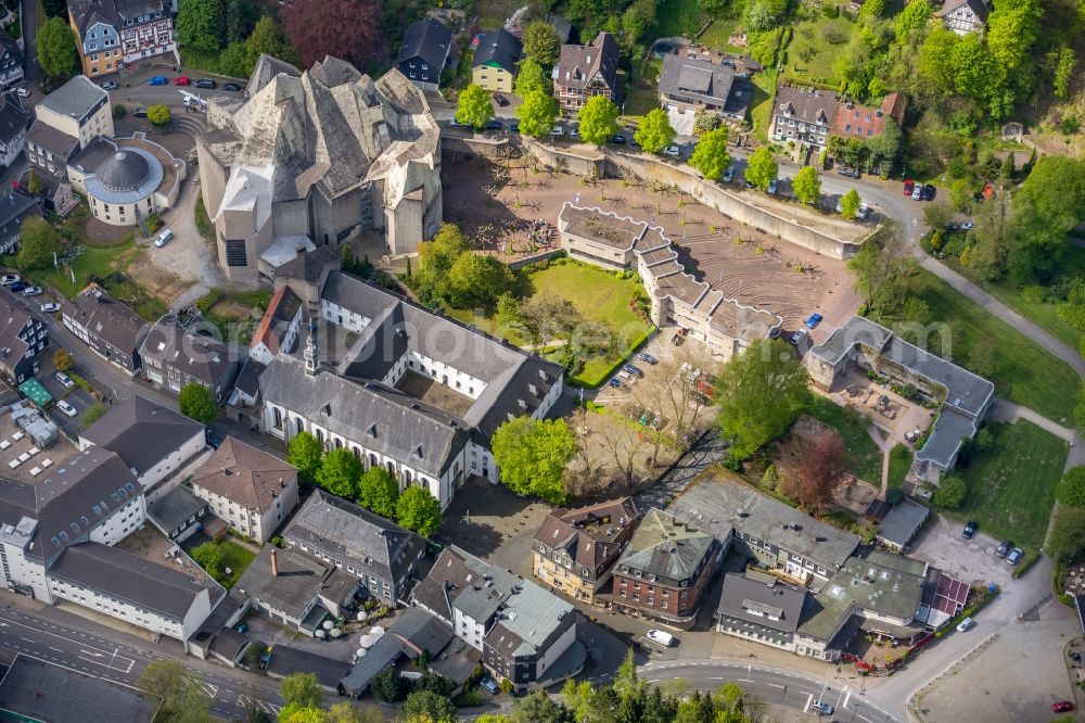 Velbert from above - Church building Wallfahrt Neviges on Elberfelder Strasse in the district Neviges in Velbert in the state North Rhine-Westphalia