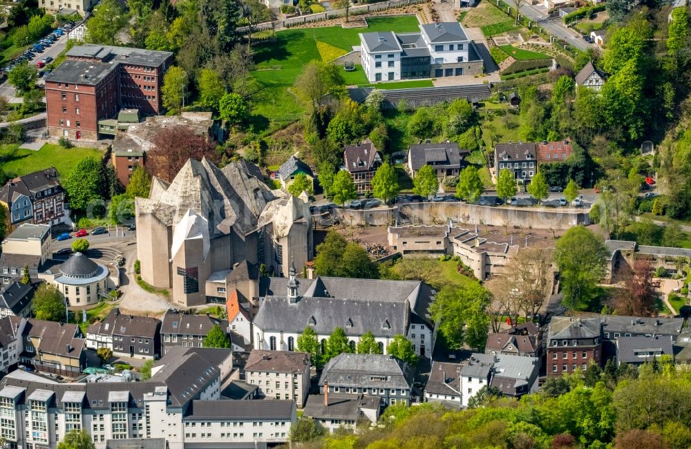 Velbert from above - Church building Wallfahrt Neviges on Elberfelder Strasse in the district Neviges in Velbert in the state North Rhine-Westphalia