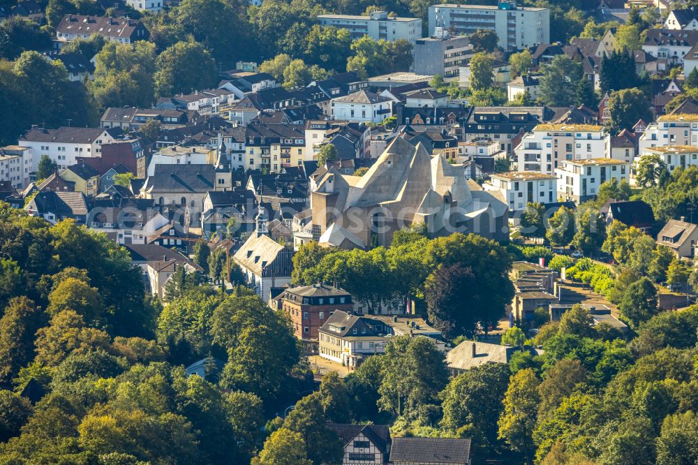 Aerial photograph Velbert - Church building Wallfahrt Neviges on Elberfelder Strasse in the district Neviges in Velbert in the state North Rhine-Westphalia