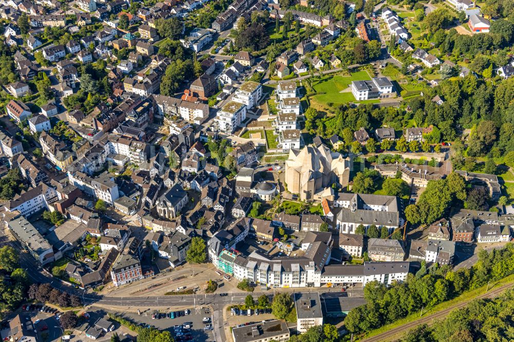 Velbert from above - Church building Wallfahrt Neviges on Elberfelder Strasse in the district Neviges in Velbert in the state North Rhine-Westphalia