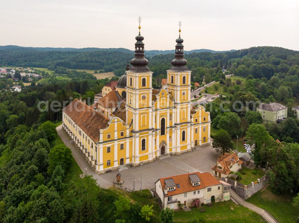 Graz from above - Church building of Wallfahrtskirche Basilika Mariatrost in Graz in Steiermark, Austria