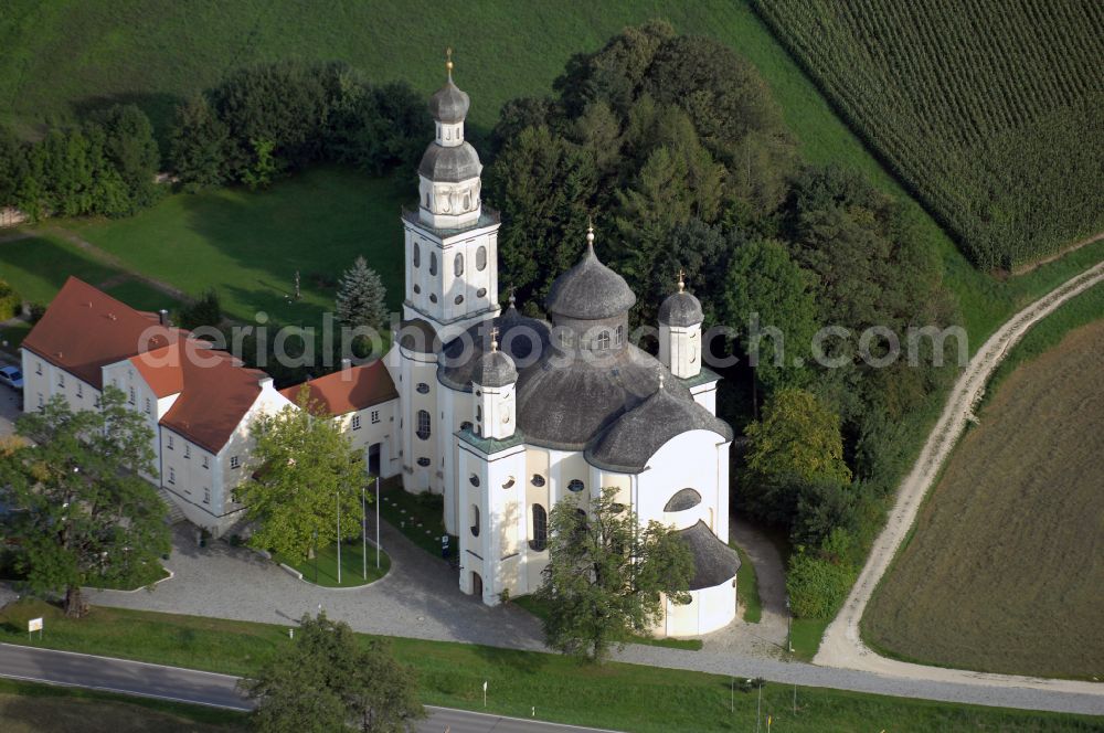 Aerial photograph Sielenbach - Church building Wallfahrtskirche Maria Birnbaum on Maria-Birnbaum-Strasse in Sielenbach in the state Bavaria, Germany