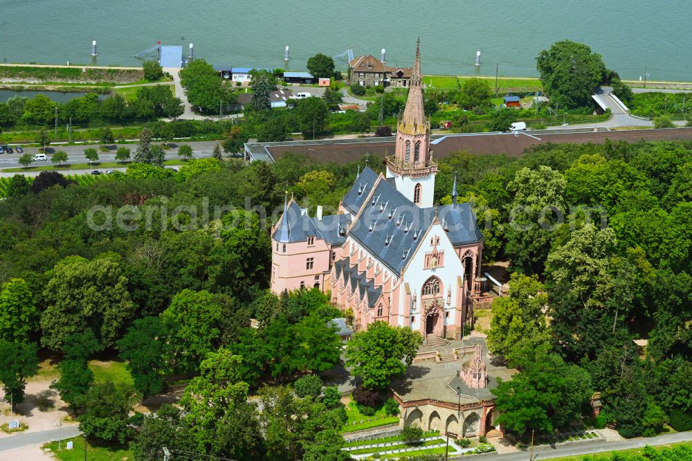 Bingen am Rhein from the bird's eye view: Church building Wallfahrtskirche St.-Rochus-Kapelle on street Rochusberg in the district Auf dem Rochusberg in Bingen am Rhein in the state Rhineland-Palatinate, Germany