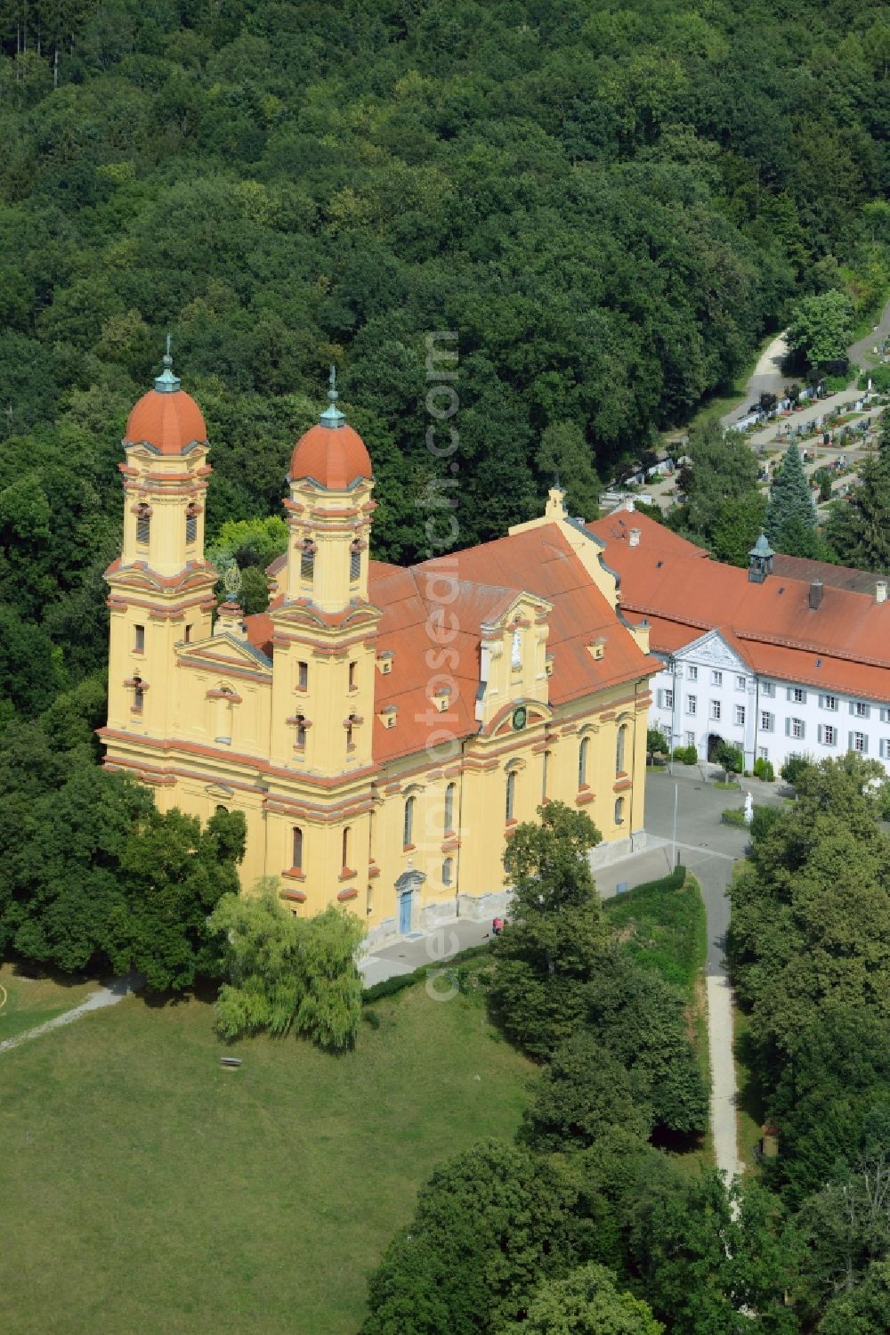 Aerial image Ellwangen (Jagst) - Church building Wallfahrtskirche Schoenenberg in Ellwangen (Jagst) in the state Baden-Wuerttemberg