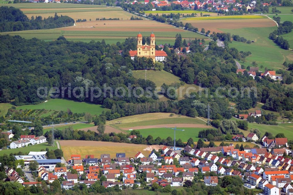 Aerial photograph Ellwangen (Jagst) - Church building Wallfahrtskirche Schoenenberg in Ellwangen (Jagst) in the state Baden-Wuerttemberg