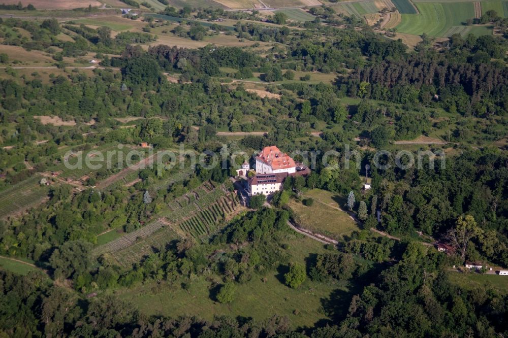 Aerial photograph Tübingen - Churches building the chapel Wurmlinger Kapelle - St. Remigius Kapelle in Tuebingen in the state Baden-Wuerttemberg, Germany