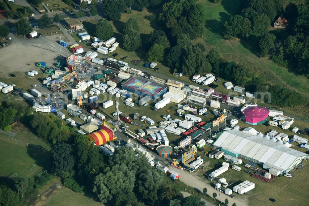 Lüneburg from above - Fair - event location at festival Bayerisches Oktoberfest in Lueneburg in the state Lower Saxony