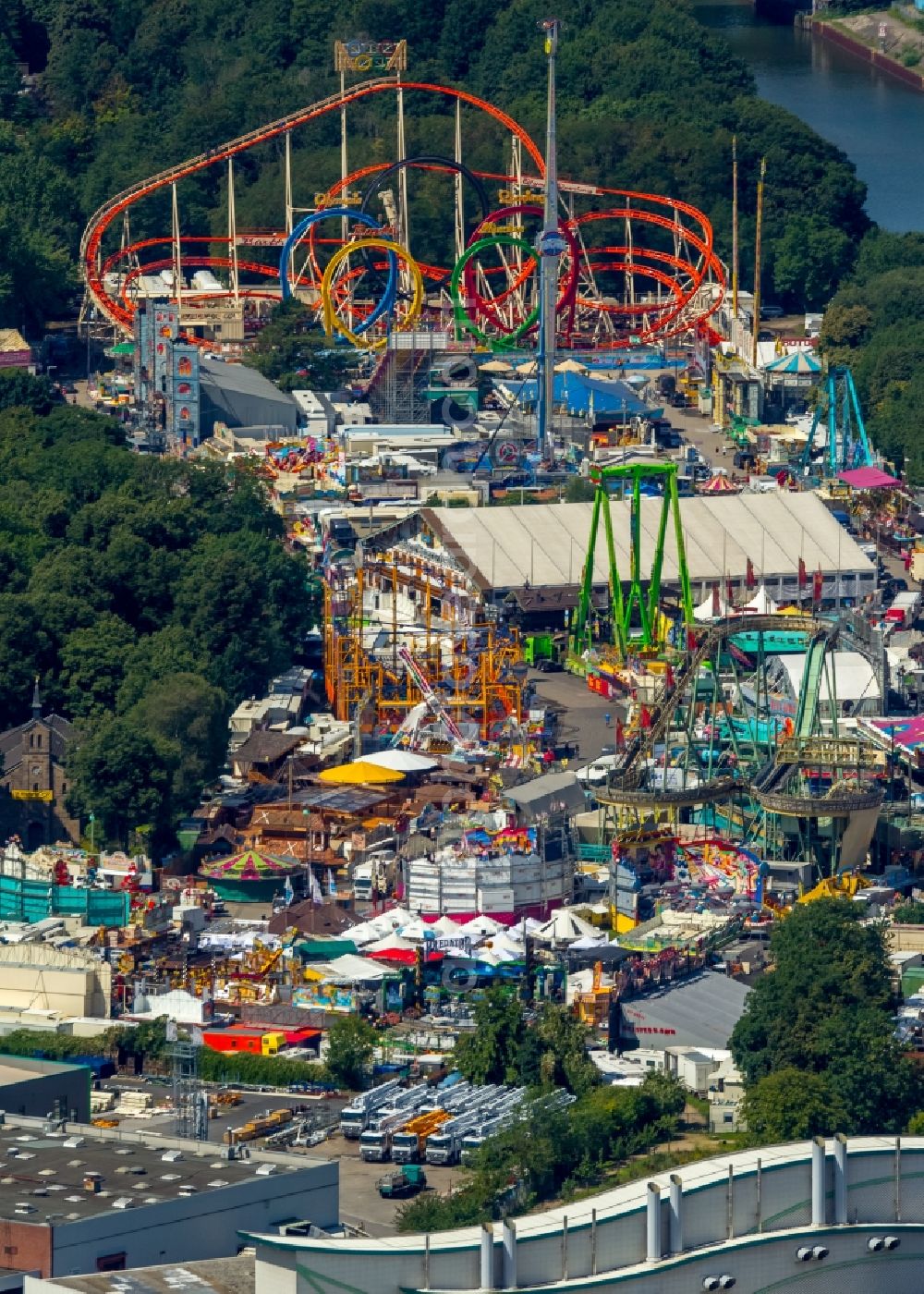 Aerial photograph Herne - Fair - event location at festival Cranger Kirmes in Herne in the state North Rhine-Westphalia