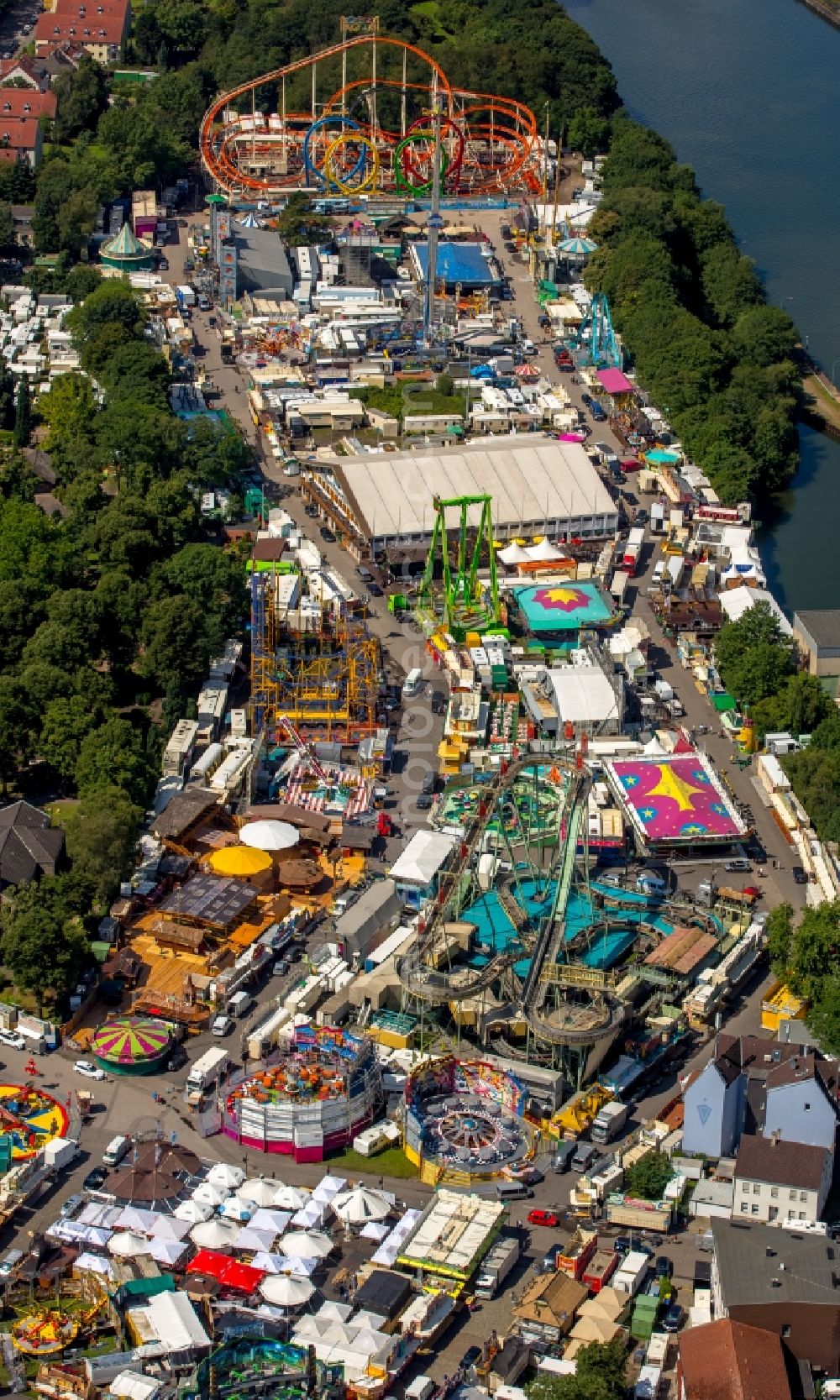 Aerial photograph Herne - Fair - event location at festival Cranger Kirmes in Herne in the state North Rhine-Westphalia