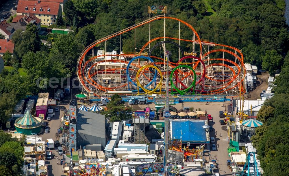 Herne from above - Fair - event location at festival Cranger Kirmes in Herne in the state North Rhine-Westphalia