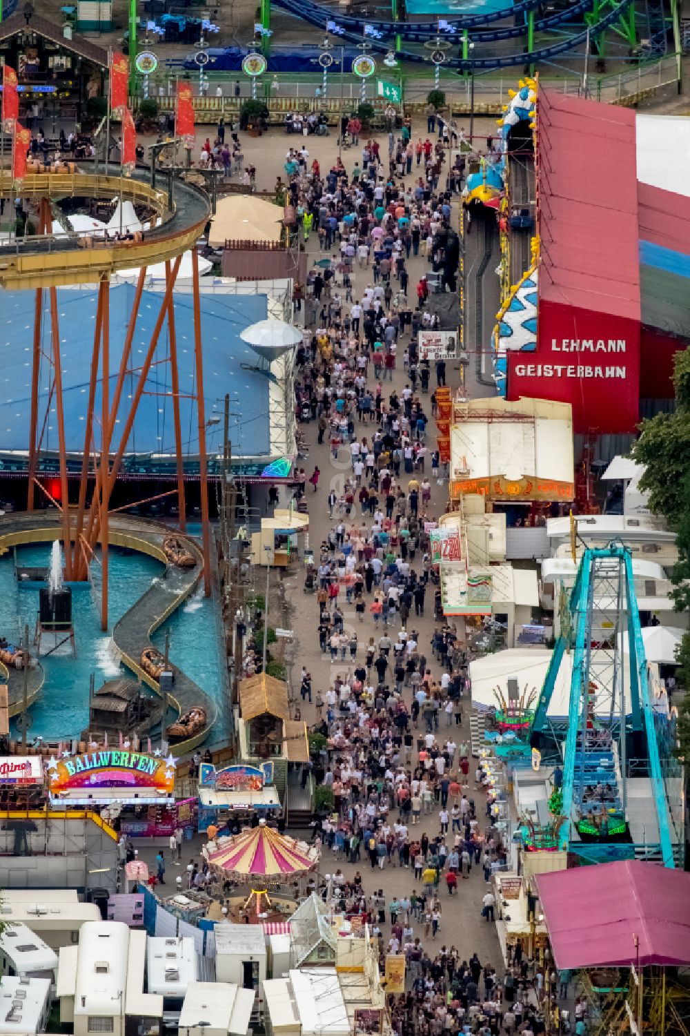 Aerial image Herne - Fair - event location at festival Cranger Kirmes in Herne at Ruhrgebiet in the state North Rhine-Westphalia