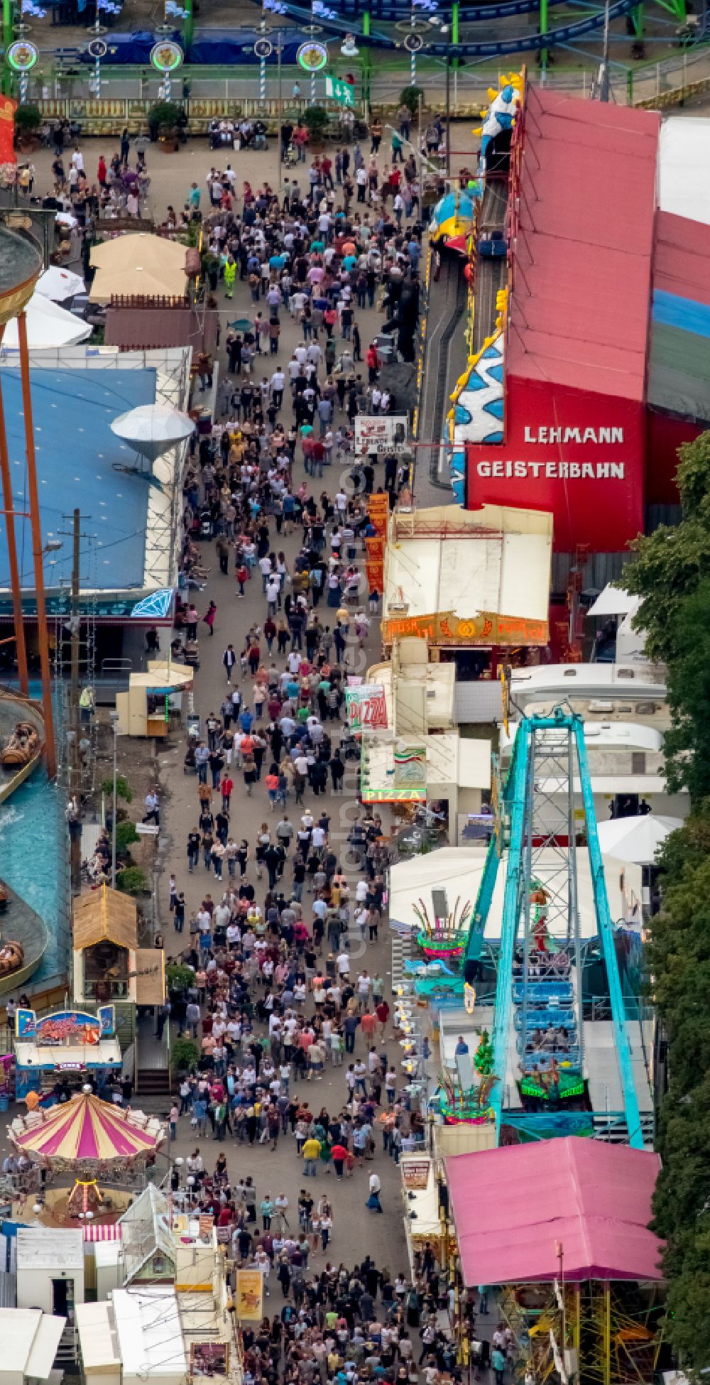 Aerial photograph Herne - Fair - event location at festival Cranger Kirmes in Herne at Ruhrgebiet in the state North Rhine-Westphalia