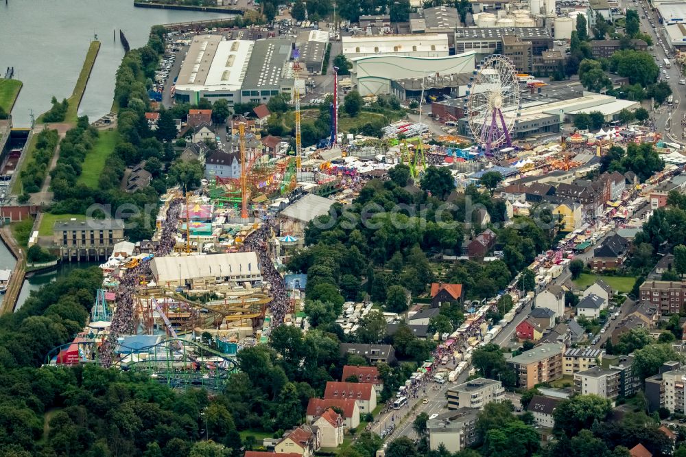 Herne from above - Fair - event location at festival Cranger Kirmes in Herne at Ruhrgebiet in the state North Rhine-Westphalia