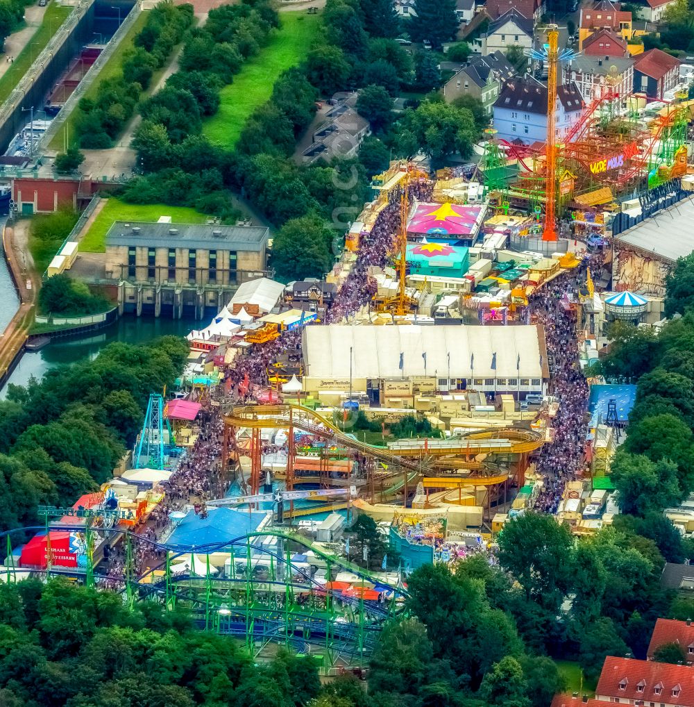 Aerial image Herne - Fair - event location at festival Cranger Kirmes in Herne at Ruhrgebiet in the state North Rhine-Westphalia