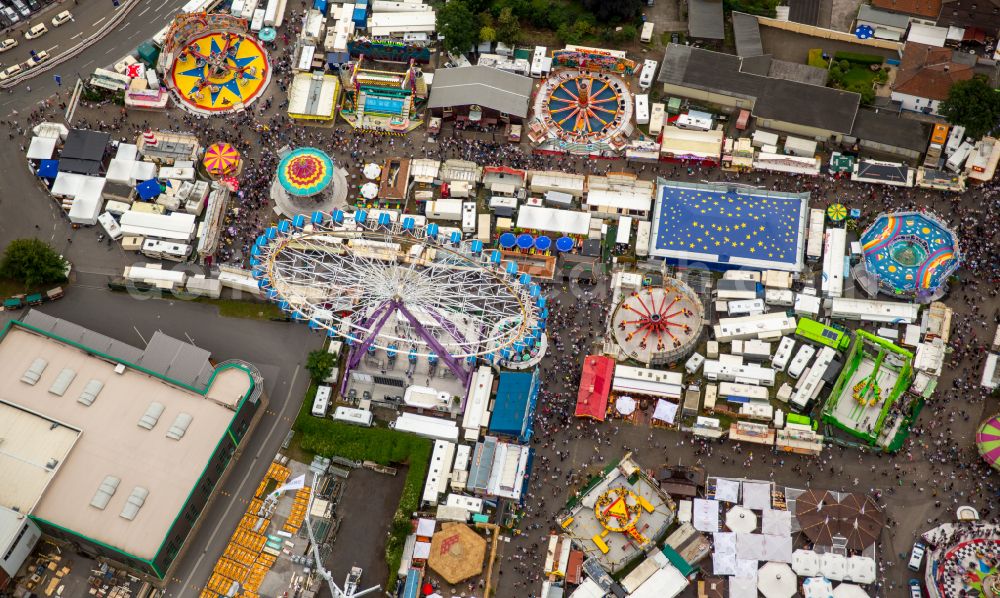 Aerial photograph Herne - Fair - event location at festival Cranger Kirmes in Herne at Ruhrgebiet in the state North Rhine-Westphalia