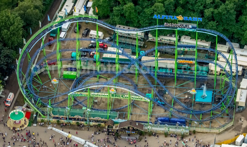 Aerial image Herne - Fair - event location at festival Cranger Kirmes in Herne at Ruhrgebiet in the state North Rhine-Westphalia