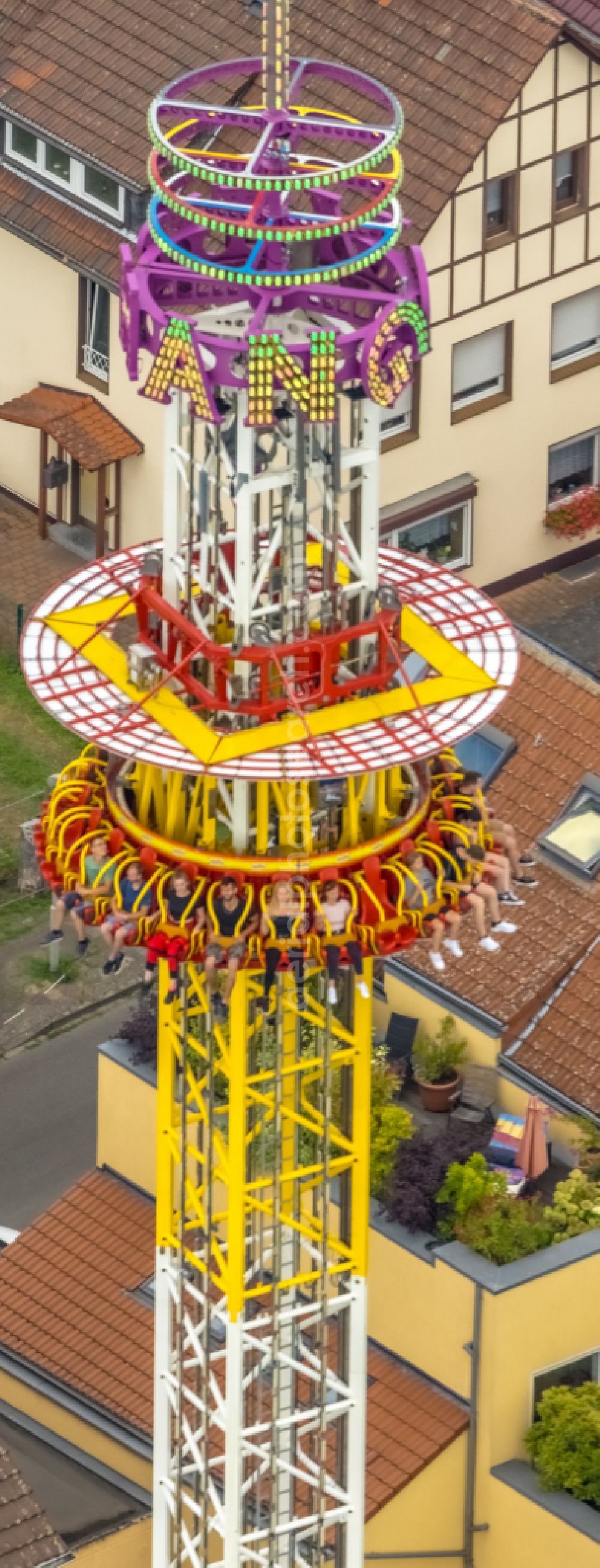 Aerial photograph Herne - Fair - event location at festival Cranger Kirmes in Herne at Ruhrgebiet in the state North Rhine-Westphalia