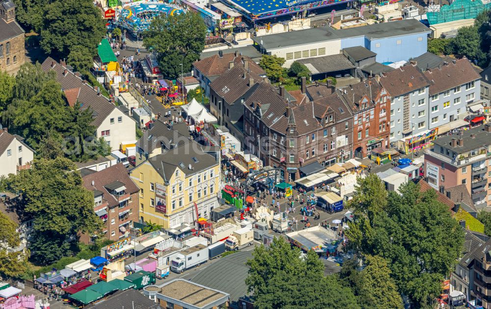 Herne from above - fair - event location at festival Cranger Kirmes in the district Cranger in Herne at Ruhrgebiet in the state North Rhine-Westphalia, Germany