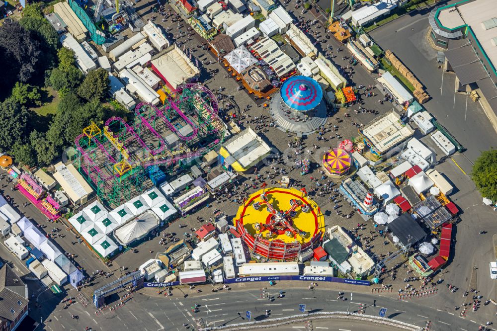 Herne from above - fair - event location at festival Cranger Kirmes in the district Cranger in Herne at Ruhrgebiet in the state North Rhine-Westphalia, Germany