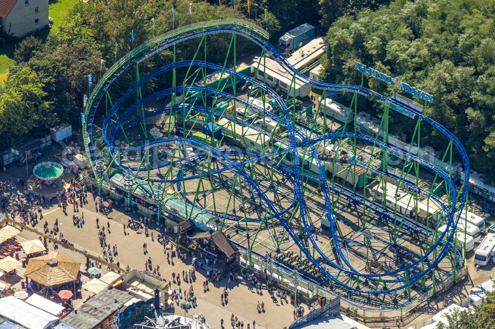 Aerial image Herne - fair - event location at festival Cranger Kirmes in the district Cranger in Herne at Ruhrgebiet in the state North Rhine-Westphalia, Germany