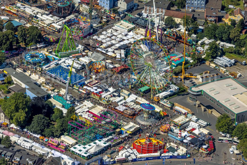 Aerial image Herne - fair - event location at festival Cranger Kirmes in the district Cranger in Herne at Ruhrgebiet in the state North Rhine-Westphalia, Germany