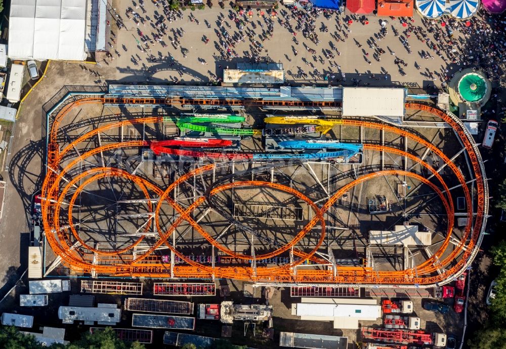 Herne from above - Fair - event location at festival Cranger Kirmes in the district Cranger in Herne in the state North Rhine-Westphalia, Germany