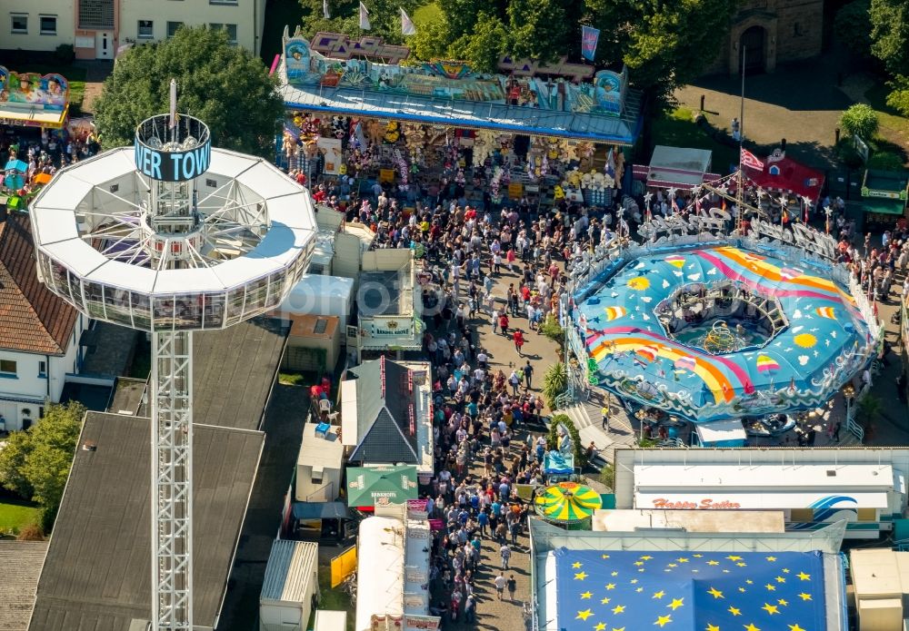 Herne from above - Fair - event location at festival Cranger Kirmes in the district Cranger in Herne in the state North Rhine-Westphalia, Germany