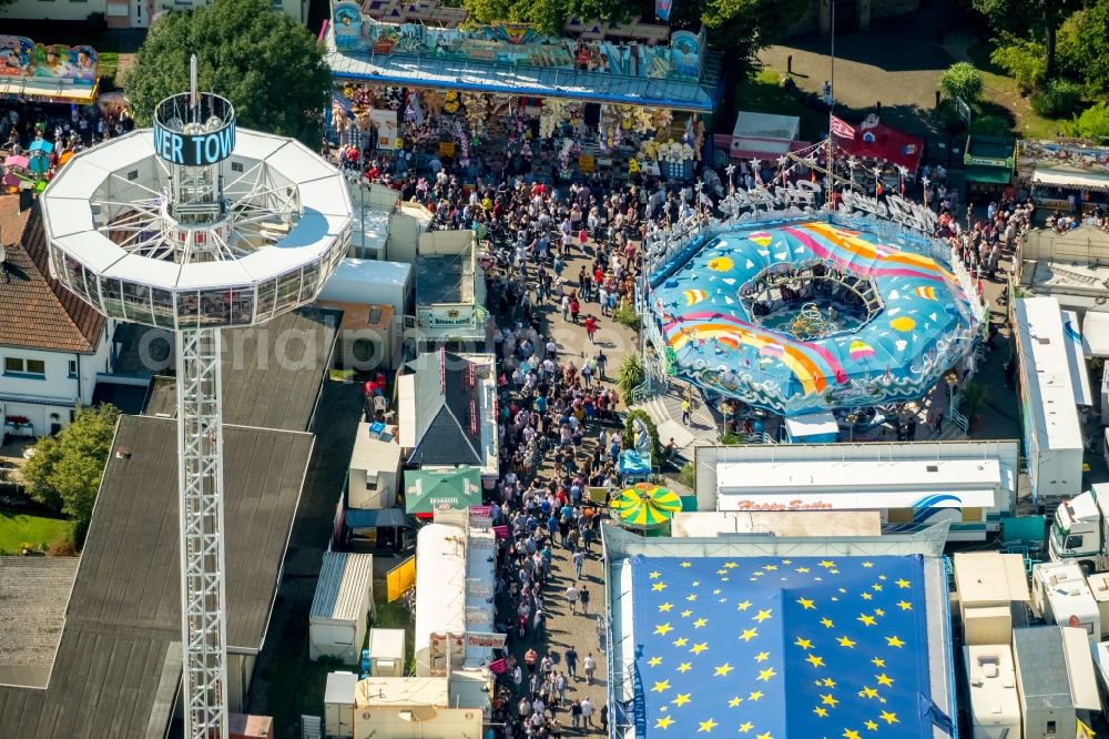 Herne from the bird's eye view: Fair - event location at festival Cranger Kirmes in the district Cranger in Herne in the state North Rhine-Westphalia, Germany