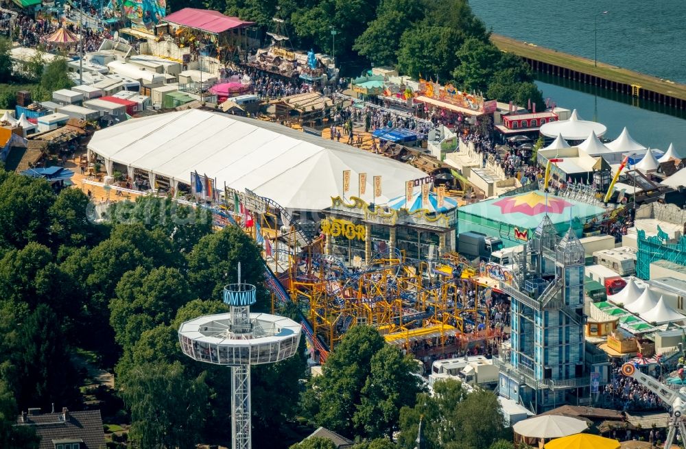 Herne from above - Fair - event location at festival Cranger Kirmes in the district Cranger in Herne in the state North Rhine-Westphalia, Germany