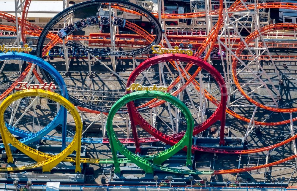 Herne from the bird's eye view: Fair - event location at festival Cranger Kirmes in the district Cranger in Herne in the state North Rhine-Westphalia, Germany