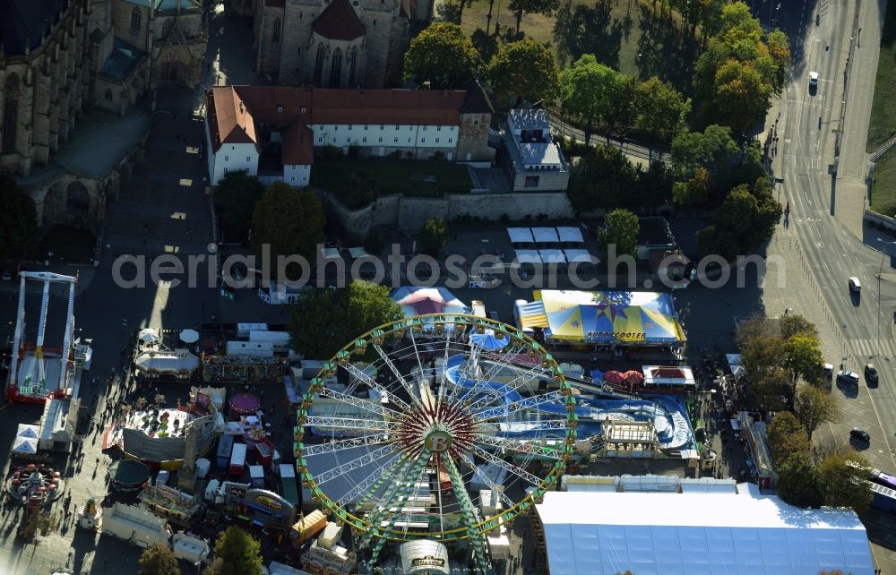 Aerial image Erfurt - Fair - event location at festival auf dem Domplatz der Altstadt in Erfurt in the state Thuringia