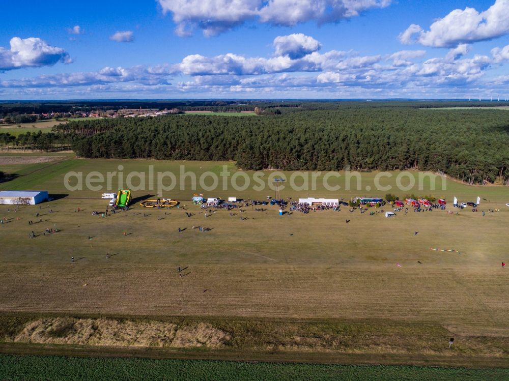 Aerial image Planetal - Fair - event location at festival 18. kite festival in Locktow in Planetal in the state Brandenburg, Germany