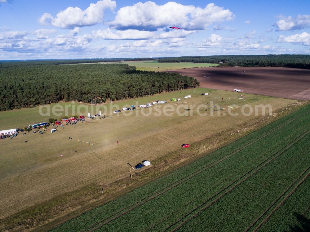 Aerial photograph Planetal - Fair - event location at festival 18. kite festival in Locktow in Planetal in the state Brandenburg, Germany