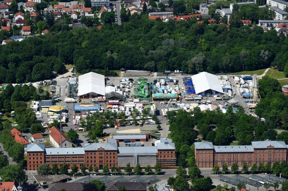 Ingolstadt from above - Fair - event location at festival Festplatz Dreizehnerstrasse in Ingolstadt in the state Bavaria, Germany